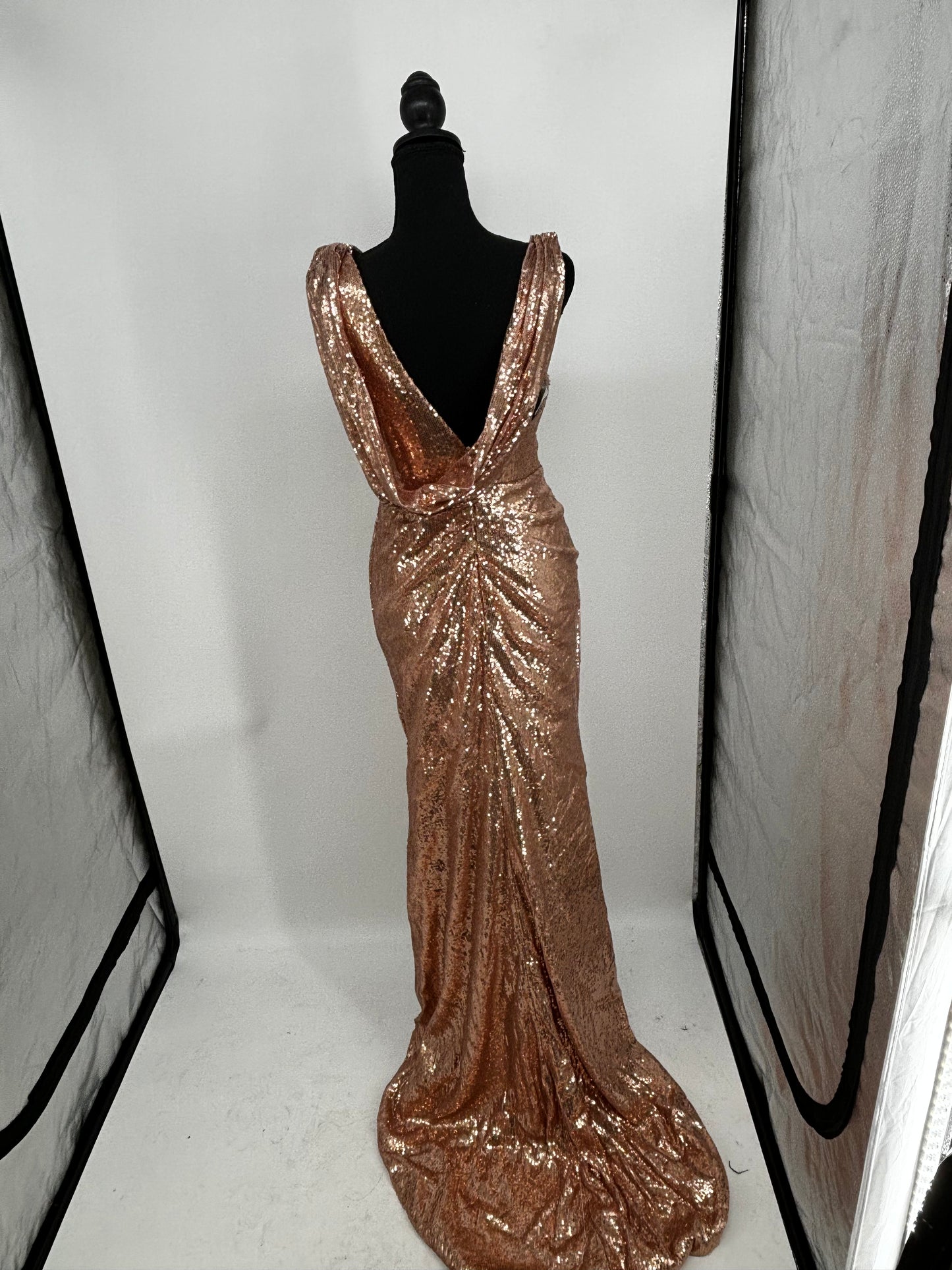 Women's Gold Sequined Maxi Dress