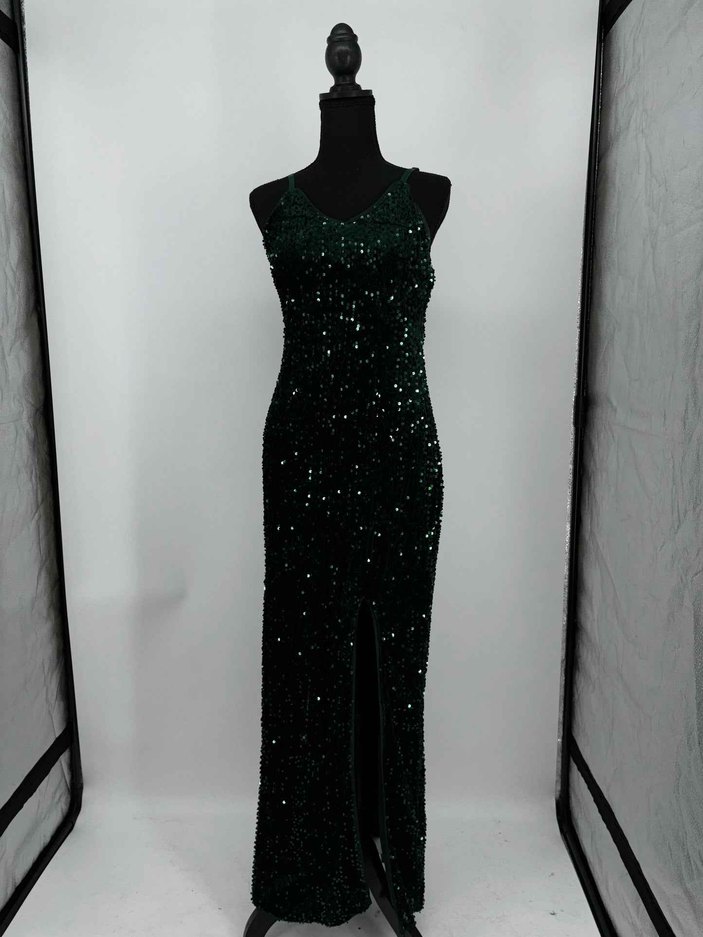 Women's Sequin Formal Maxi Dresses Side Slit Long Prom Dresses Cocktail Party Spaghetti Straps Mermaid Size M