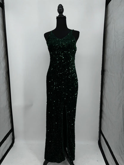 Women's Sequin Formal Maxi Dresses Side Slit Long Prom Dresses Cocktail Party Spaghetti Straps Mermaid Size M