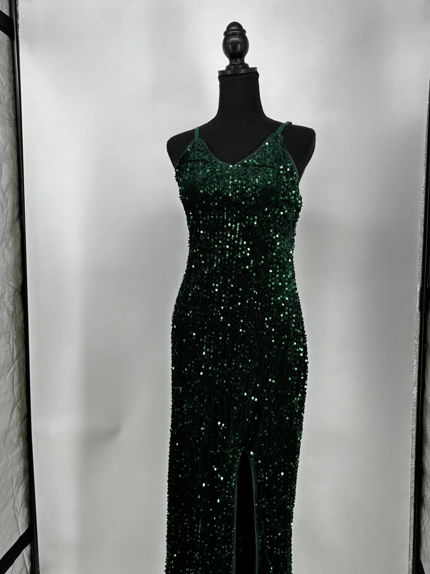 Women's Sequin Formal Maxi Dresses Side Slit Long Prom Dresses Cocktail Party Spaghetti Straps Mermaid Size M