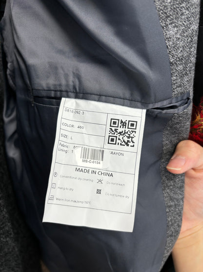 Men’s Gray Single-Breasted Blazer – Size L