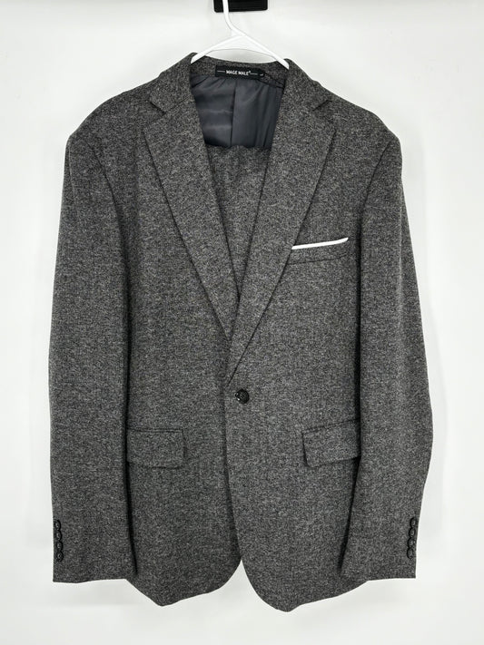 Men’s Gray Single-Breasted Blazer – Size L