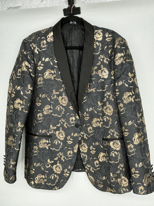 Men’s Dark Floral Jacquard Blazer with Gold Pattern – Size no