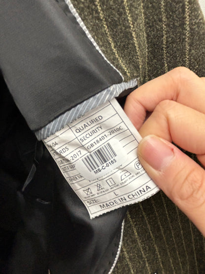 Men’s Black Pinstripe Single-Breasted Blazer – Size L