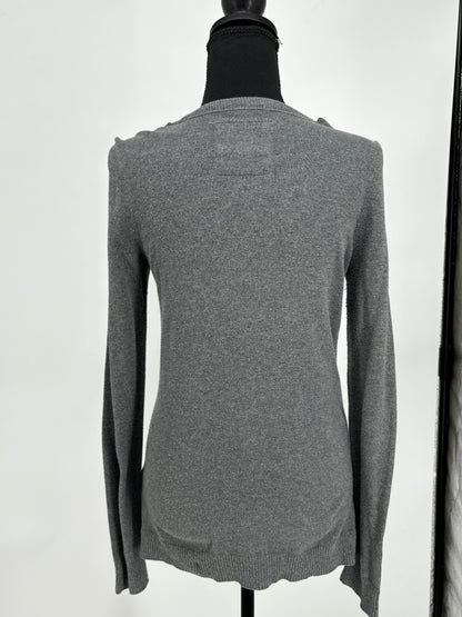 Men’s Gray V-Neck Cardigan Sweater – Size M