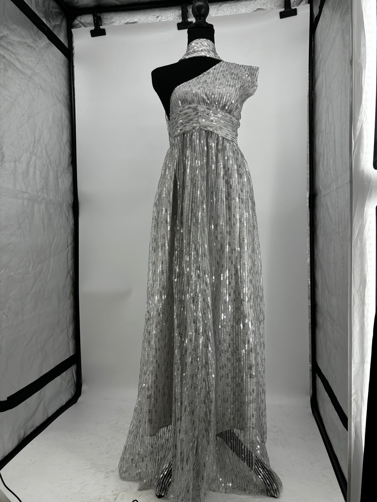 Women's Glitter Sequin One Shoulder Prom Dress with Slit Long A Line Formal Evening Party Gown Size S