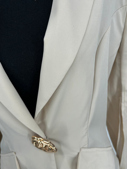 Women’s Off-White Casual Jacket with Lapel – Size S