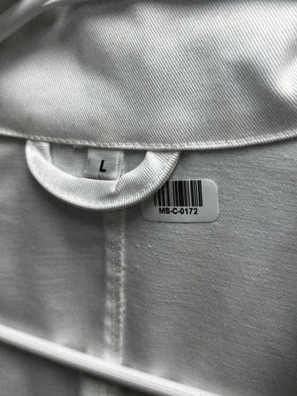 Men’s White Long Cargo-Style Coat – size L