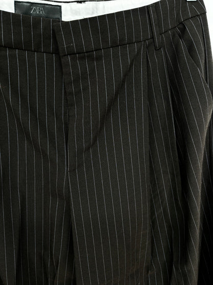 Men’s Black High-Waisted Wide-Leg Dress Pants – Size XL