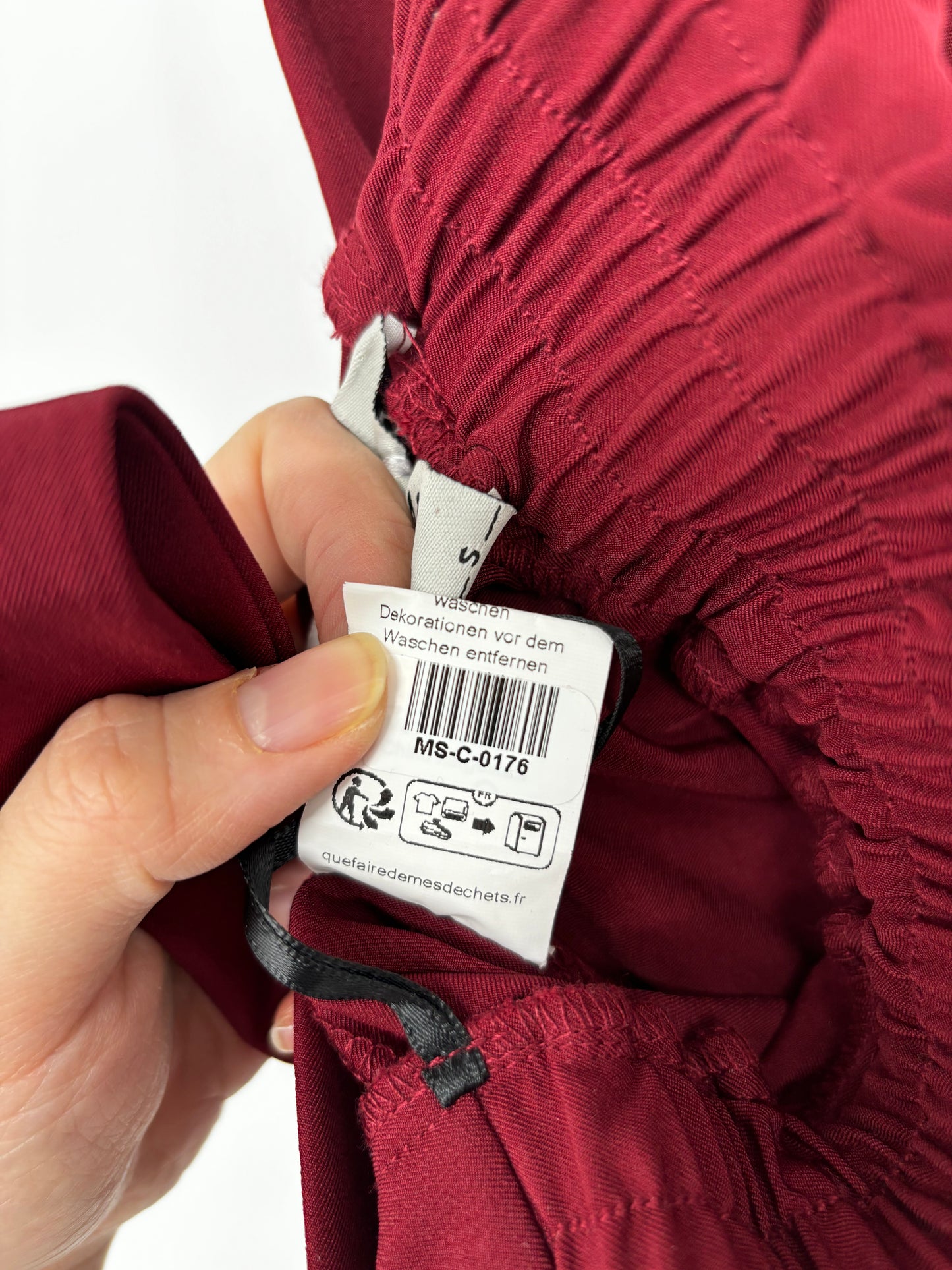 Women’s Deep Red High-Waisted Wide-Leg Pants with Belt – Size S