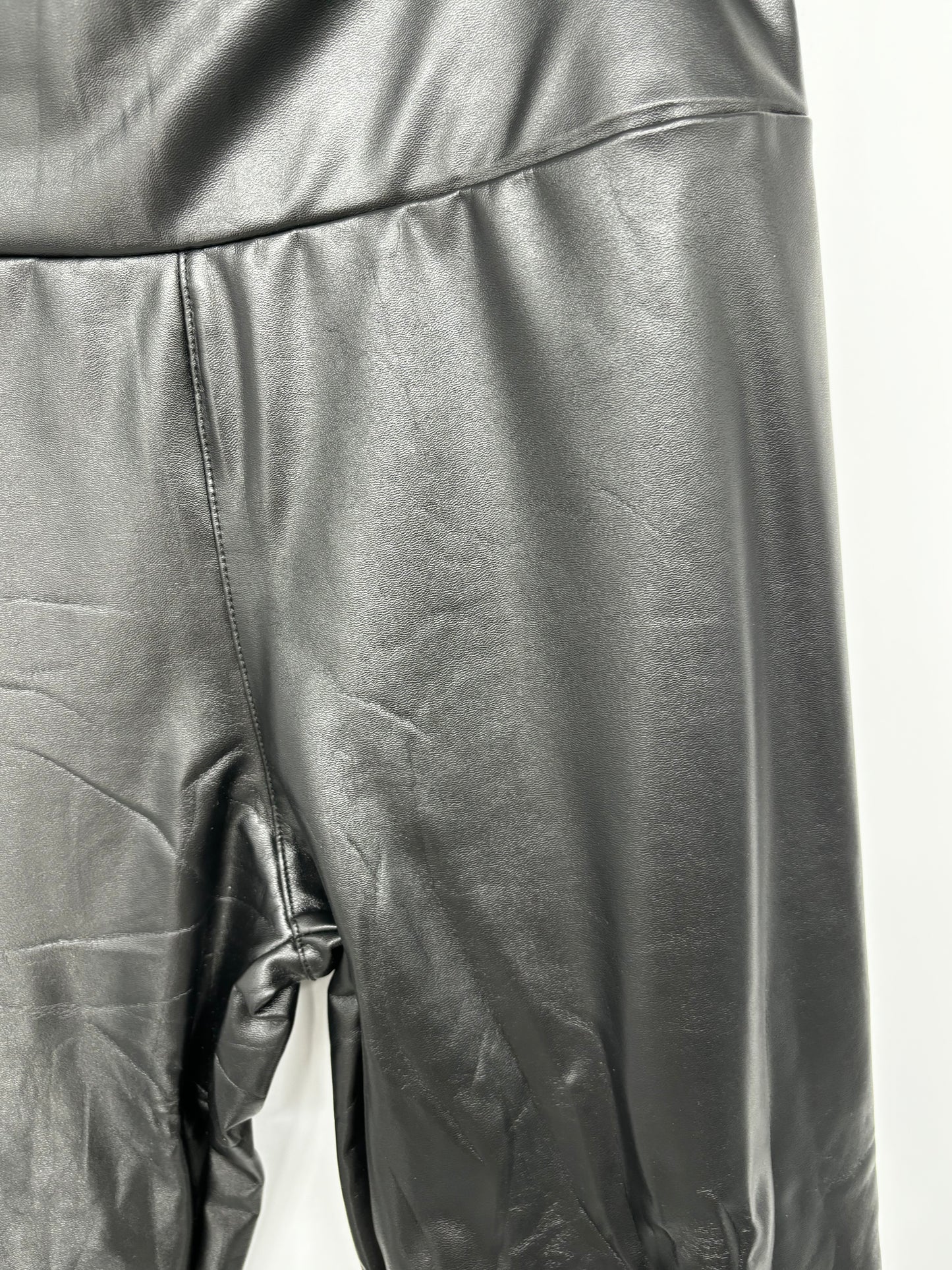 Women’s Black PU Leather Leggings – Size S