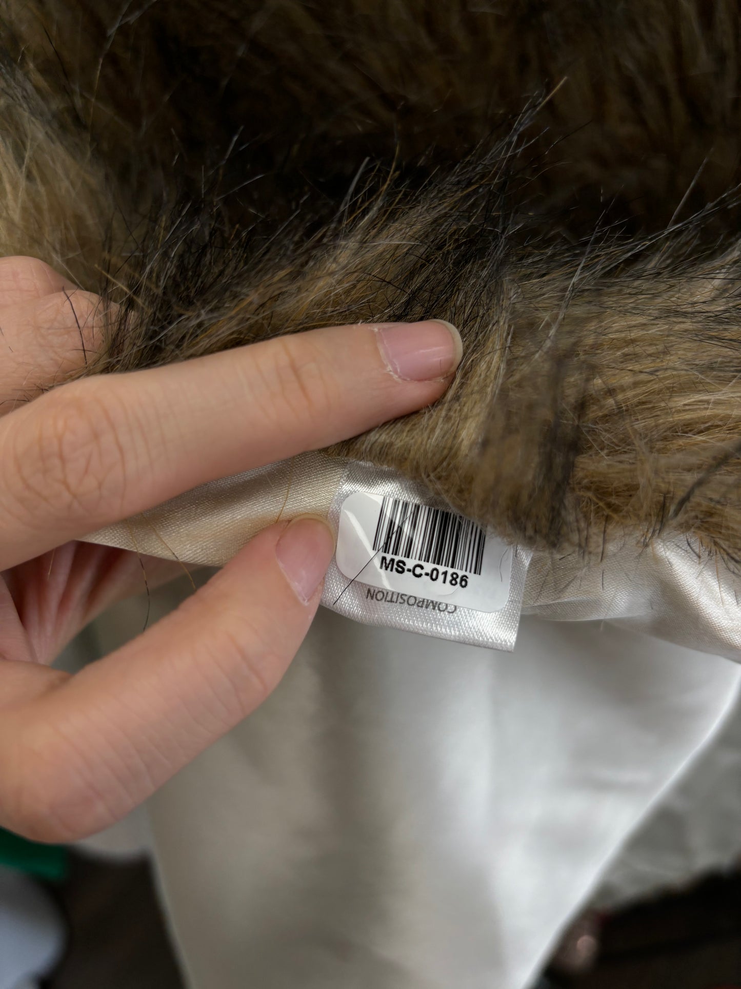 Women’s Brown and Black Long Faux Fur Coat – Size no