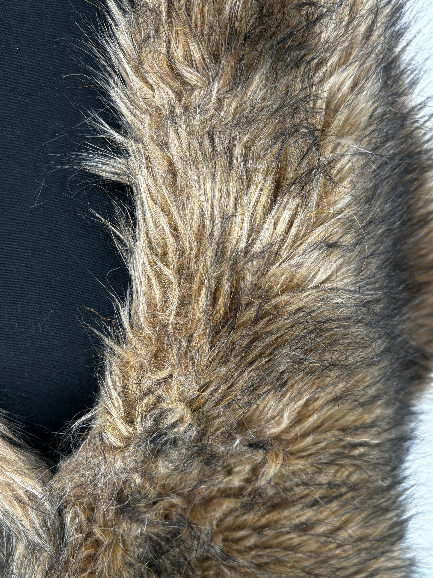 Women’s Brown and Black Long Faux Fur Coat – Size no