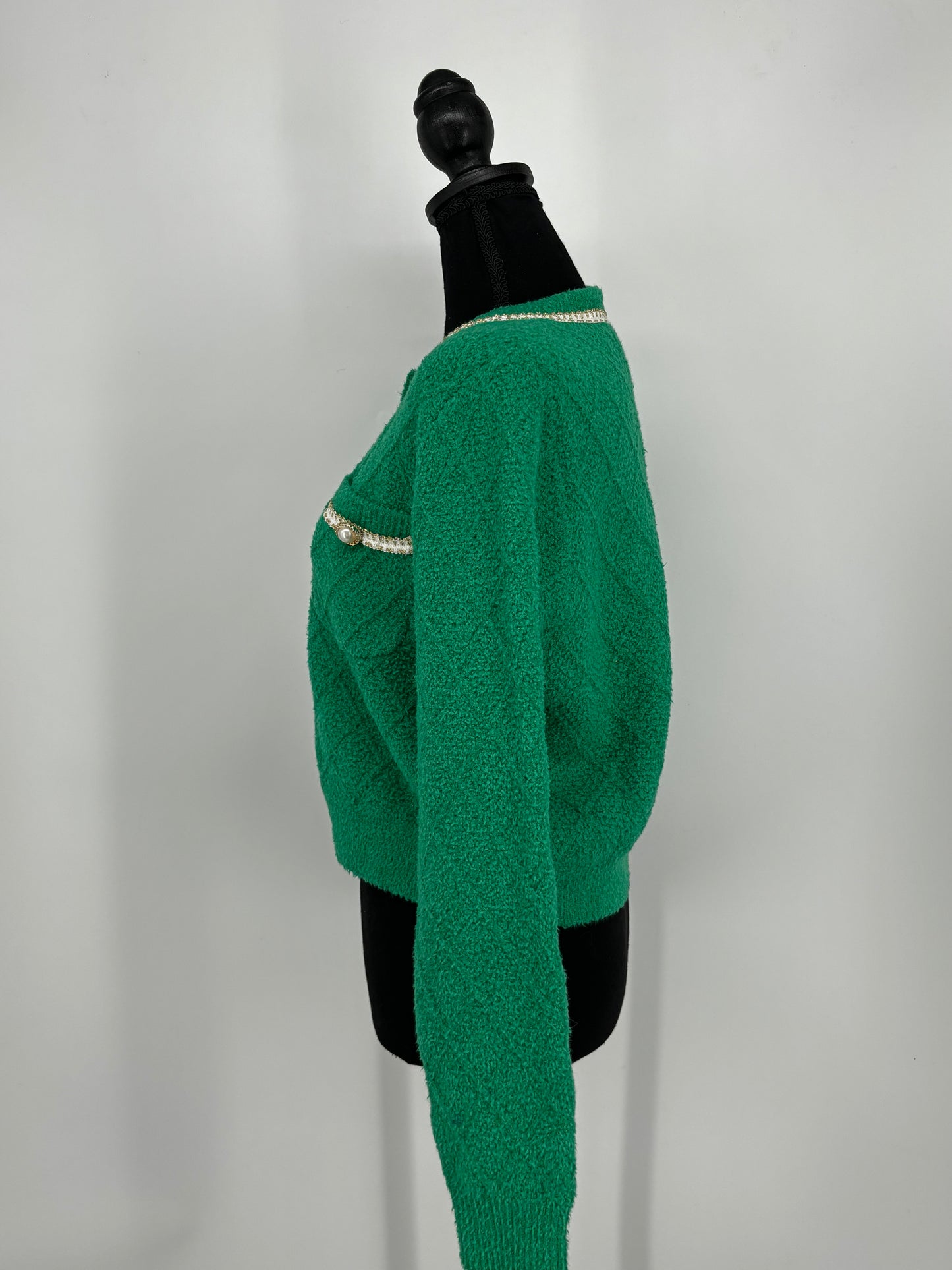 Women’s Green Trimmed Knit Cardigan size 2