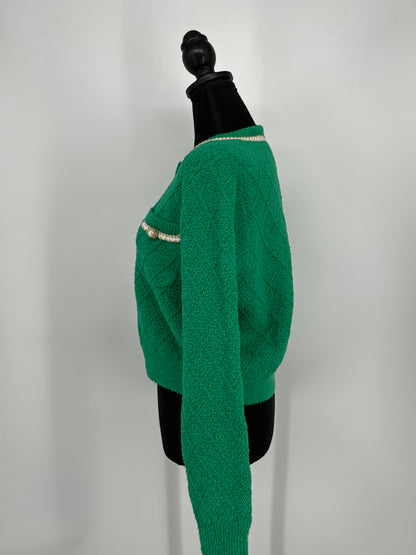 Women’s Green Trimmed Knit Cardigan size 2