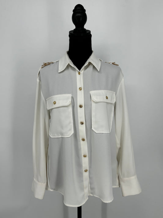 Women’s White Military Style Shirt size xs