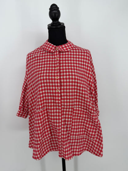 ZARA Girls’ Red and White Checkered Shirt – Size 8 Years
