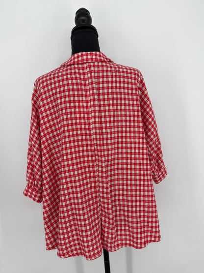 ZARA Girls’ Red and White Checkered Shirt – Size 8 Years