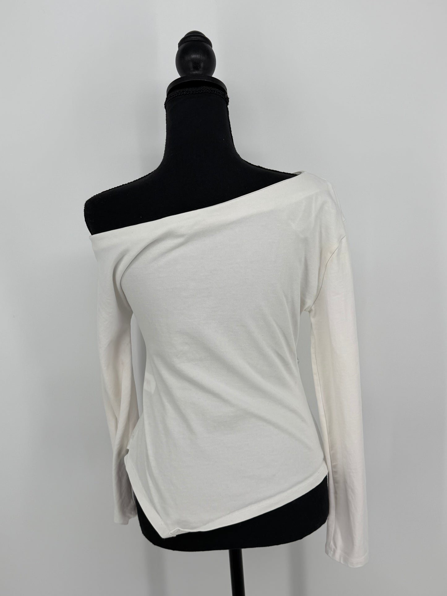 ZARA Women’s White One-Shoulder Fitted Top – Size S