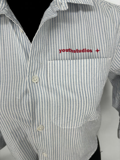 Zara Women’s White Checkered Cropped Shirt size6/7