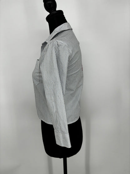 Zara Women’s White Checkered Cropped Shirt size6/7