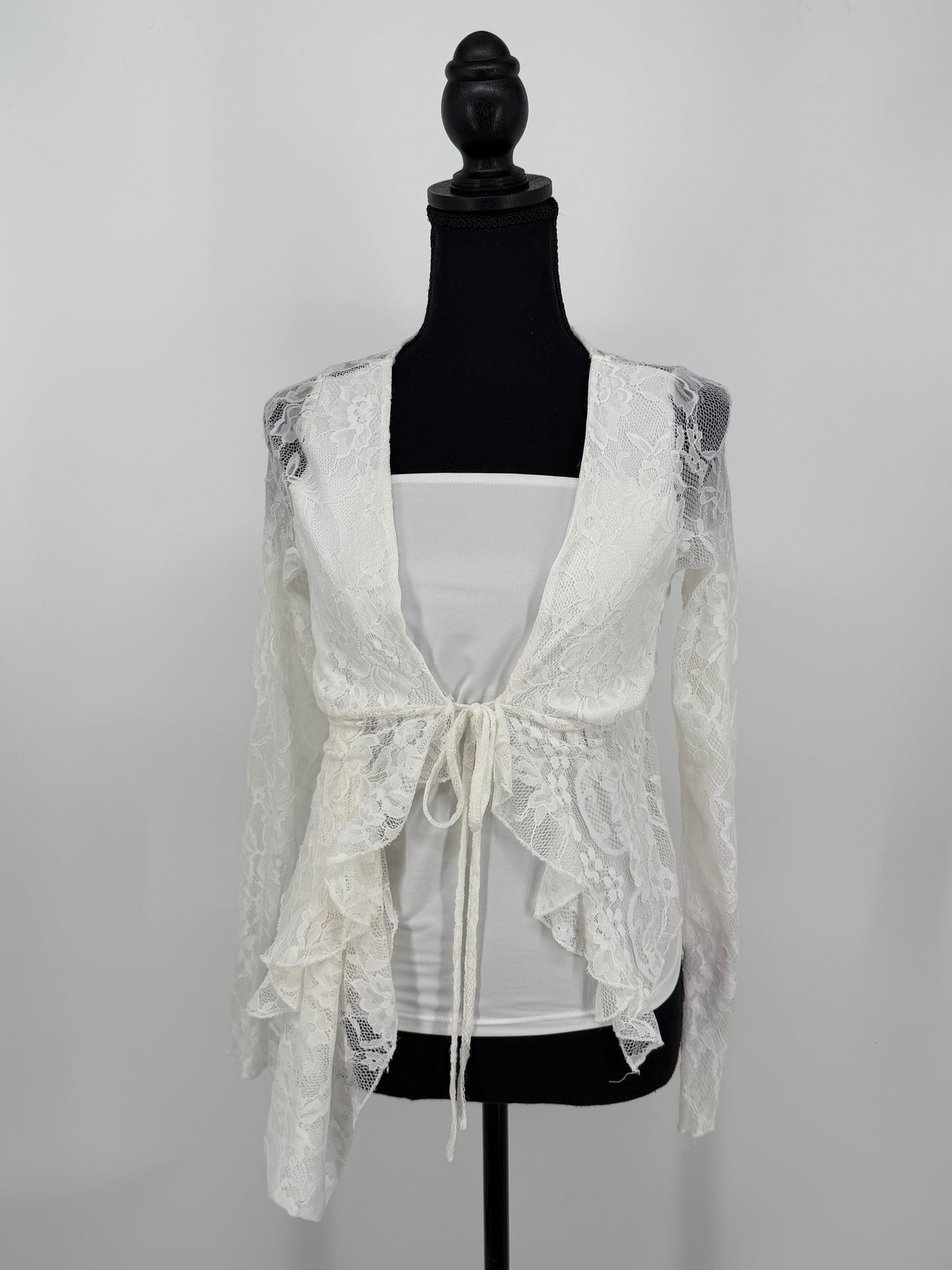 Women’s White Lace Hollow-Out Top – Size S