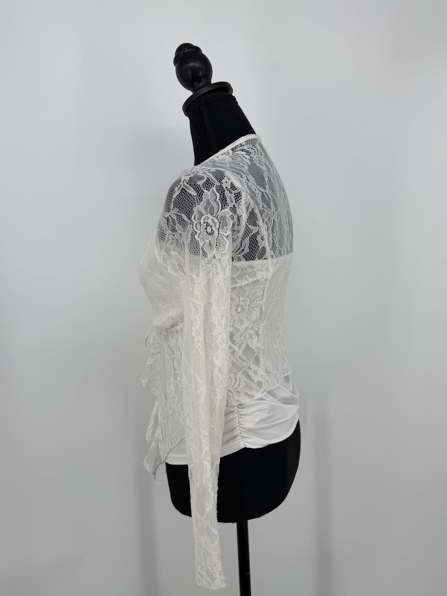 Women’s White Lace Hollow-Out Top – Size S