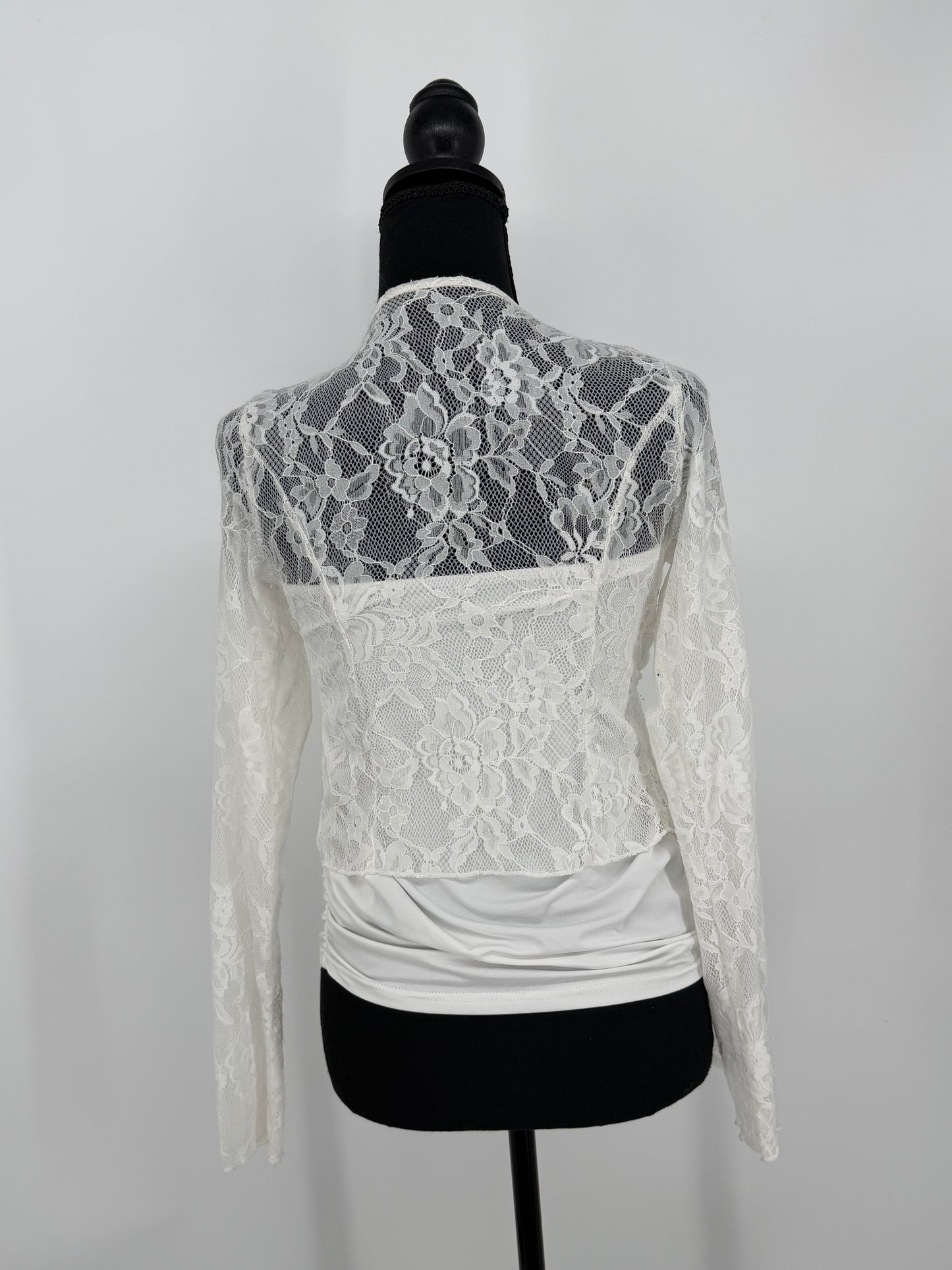 Women’s White Lace Hollow-Out Top – Size S