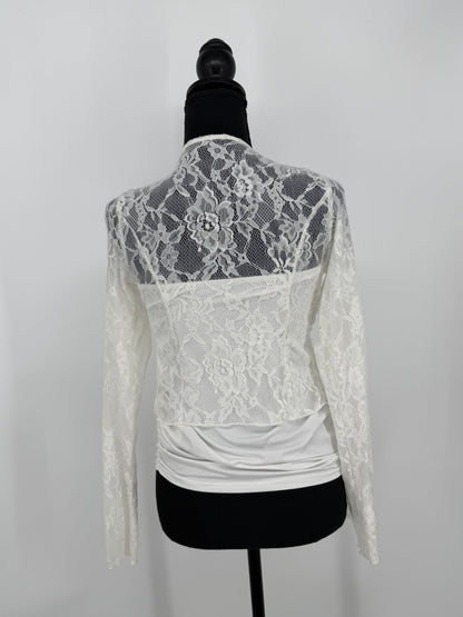 Women’s White Lace Hollow-Out Top – Size S