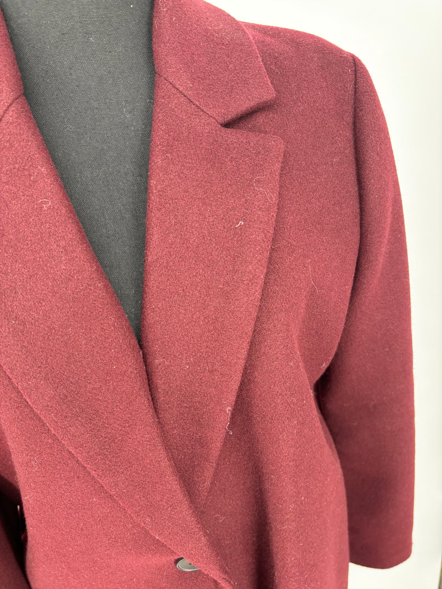 Women’s Burgundy Long Wool Coat size m