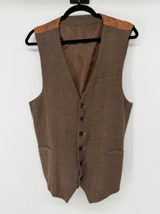 Men’s brown Tweed Casual Vest size l