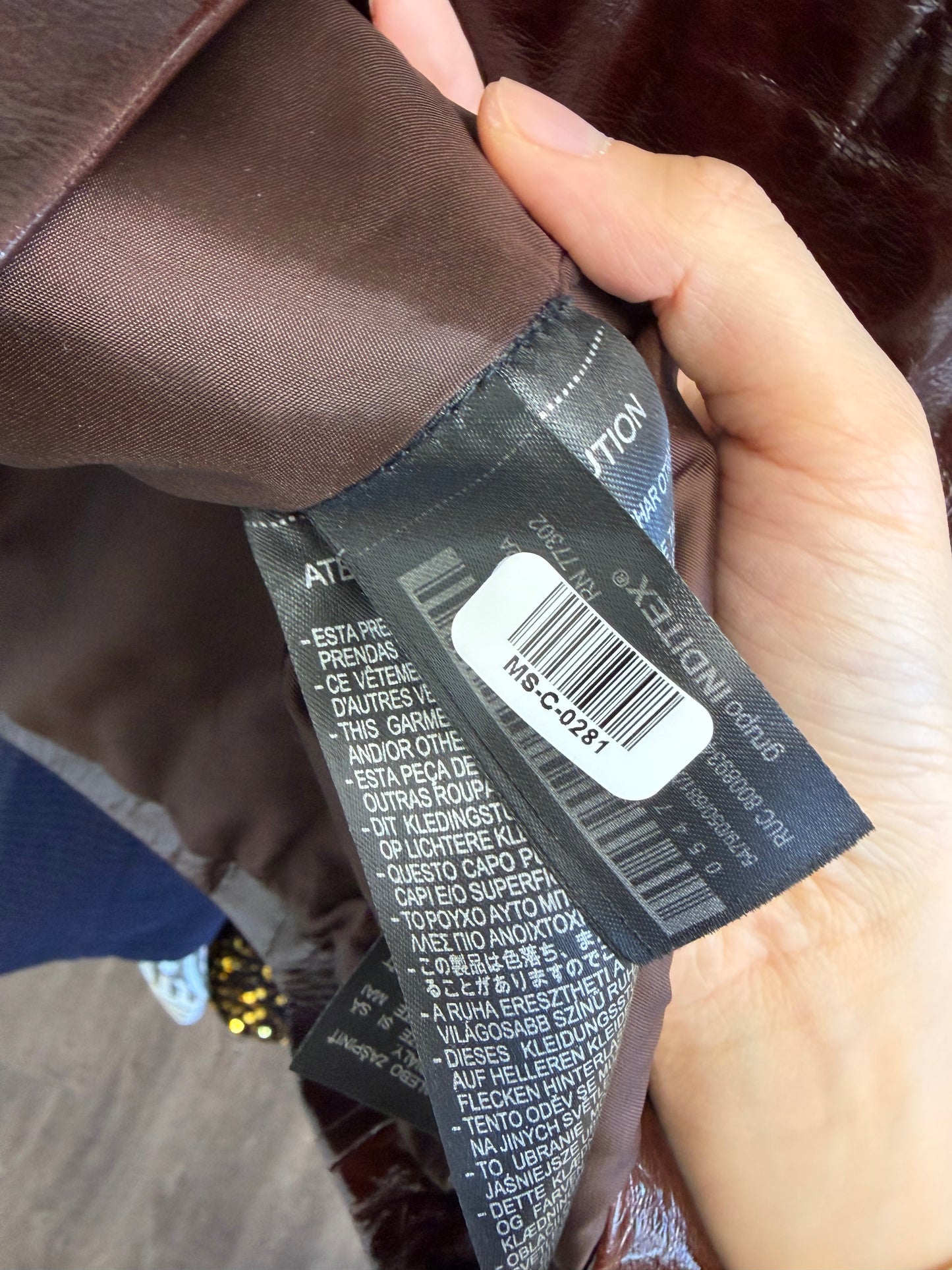 Women's Glossy Brown Leather Mini Skirt – Size S