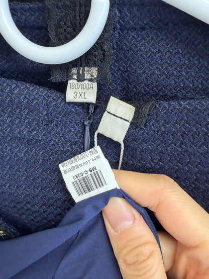 Women's Linen Dress Set – Dark Blue, Size 3XL