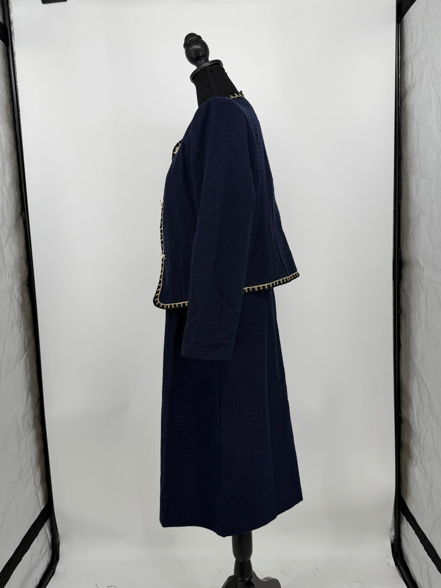 Women's Linen Dress Set – Dark Blue, Size 3XL