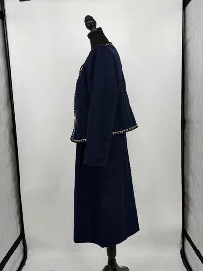 Women's Linen Dress Set – Dark Blue, Size 3XL