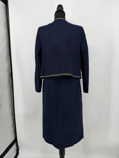 Women's Linen Dress Set – Dark Blue, Size 3XL