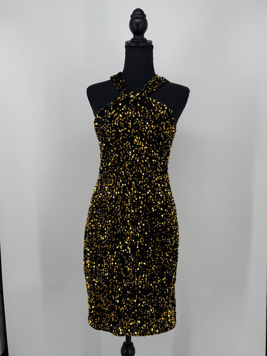 old Sequin Halter Bodycon Dress – Women's Size S