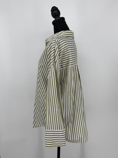 Women's Green Vertical Stripe Shirt – Size S