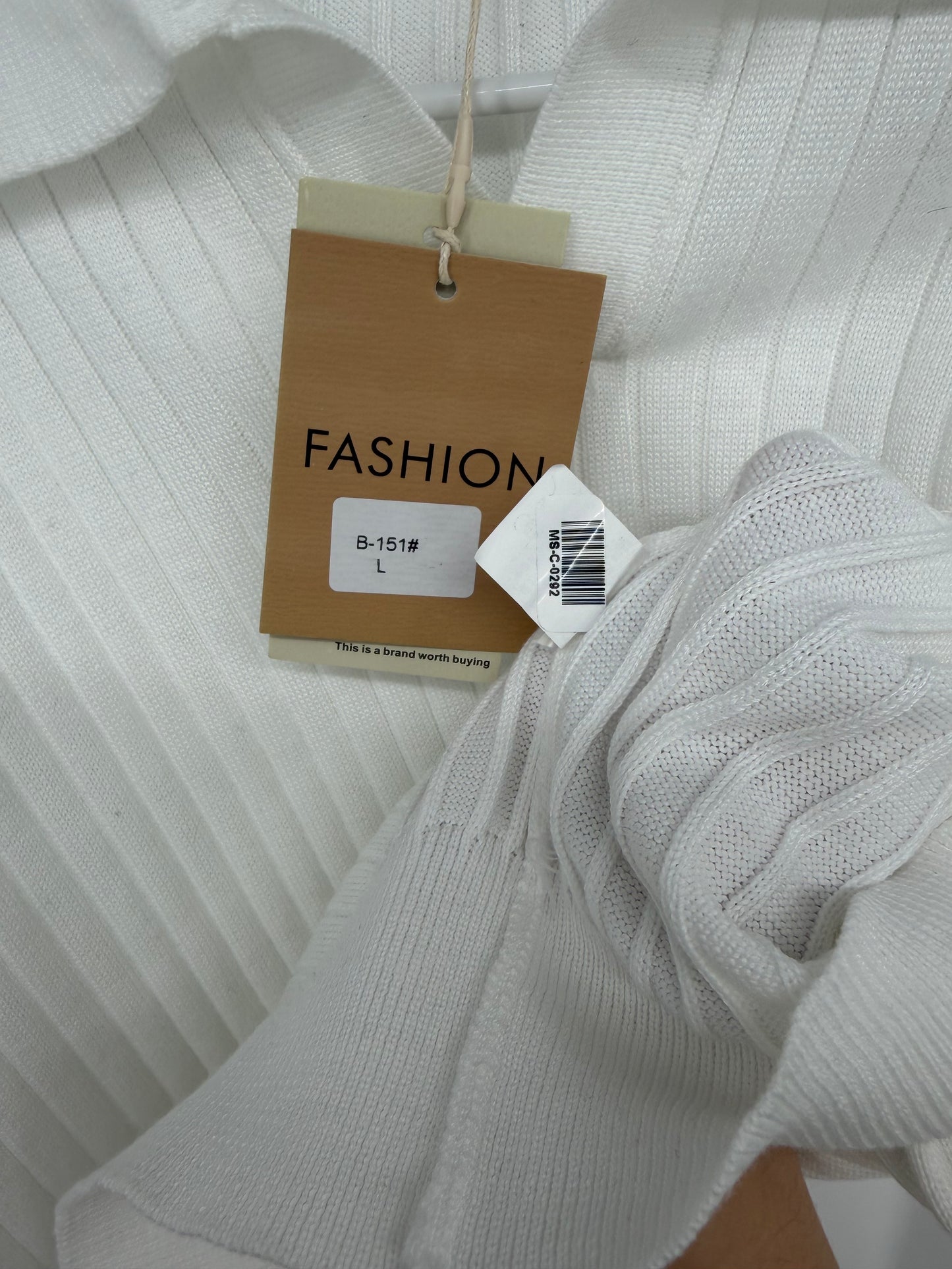 Men's White Long Sleeve Knit Sweater – Size L