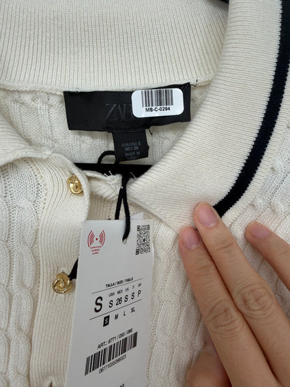 ZARA Women's Off-White Knit Sweater – Size S