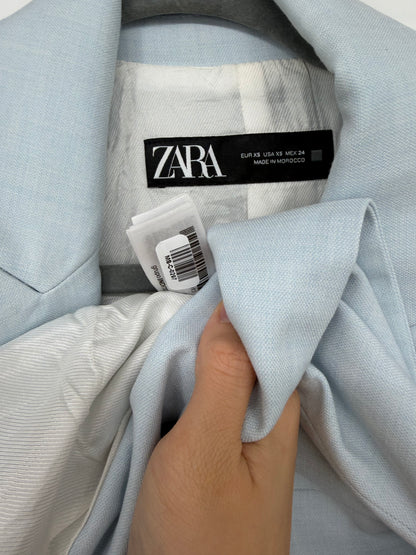 ZARA Women's Light Blue Cropped Blazer – Size XS