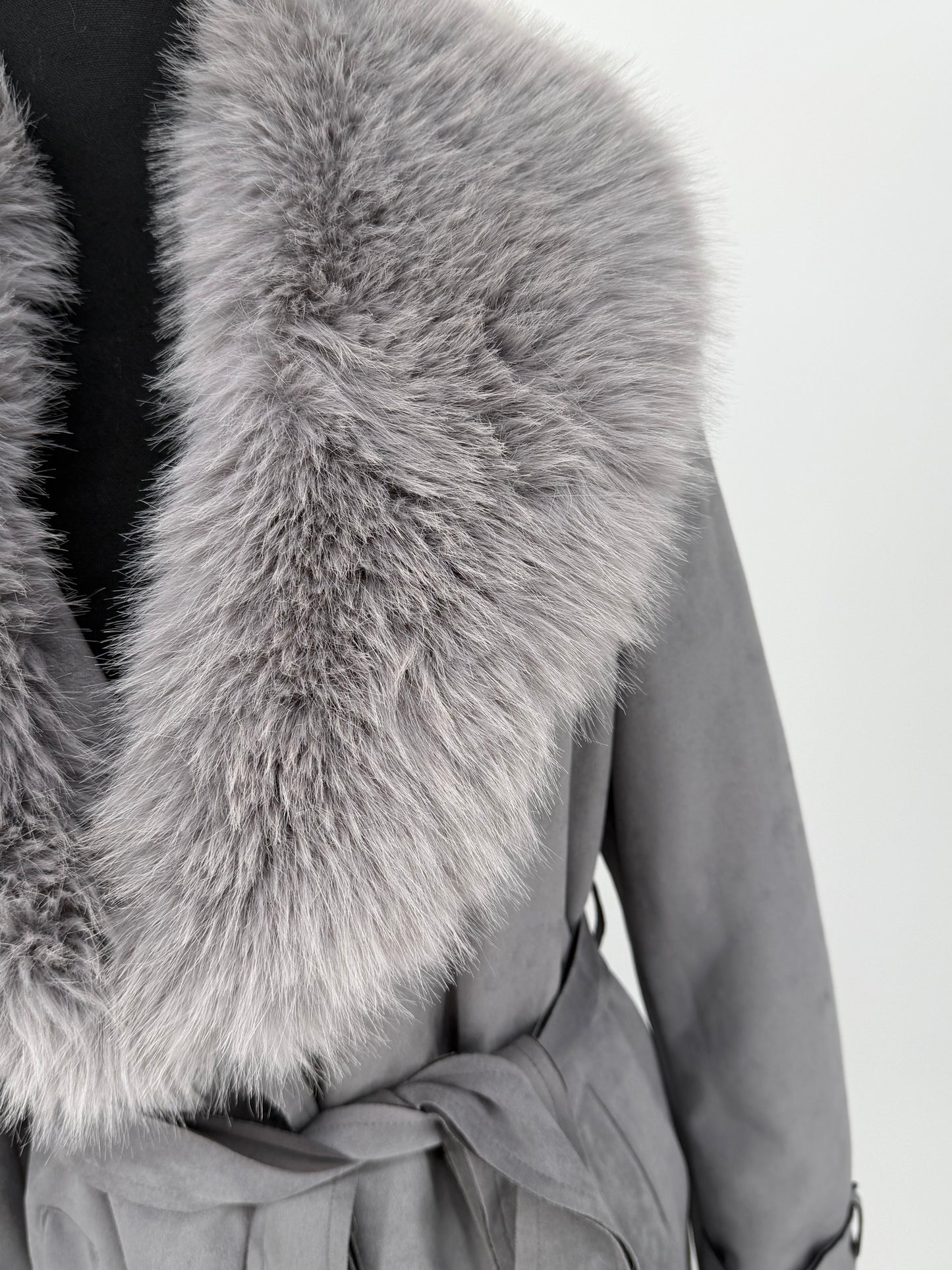 Women's Gray Fur Collar Coat – Size S