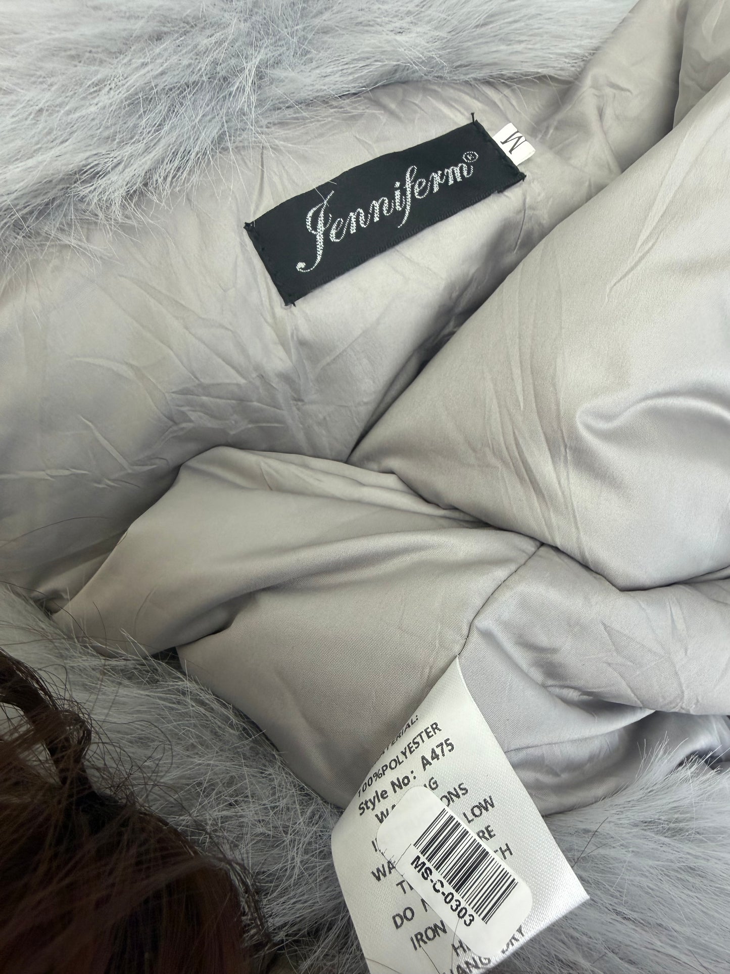 Women's Gray Faux Fur Jacket – Size M