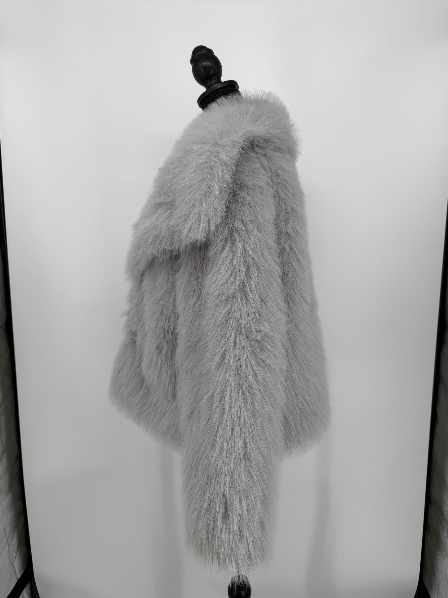 Women's Gray Faux Fur Jacket – Size M