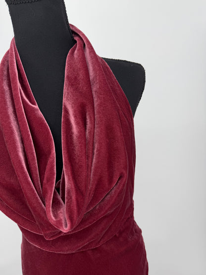Red Velvet Halter Neck Dress – Size S