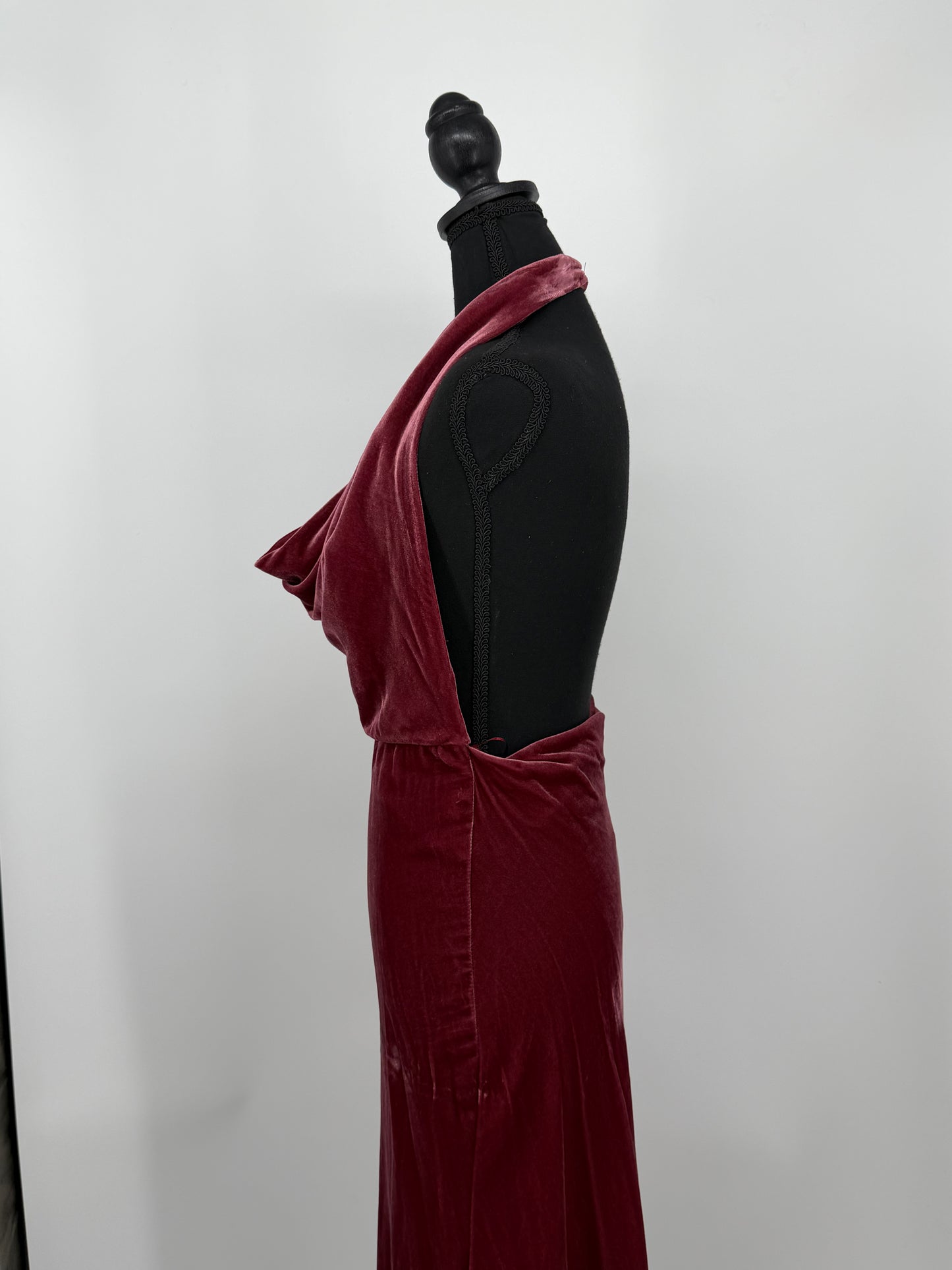 Red Velvet Halter Neck Dress – Size S
