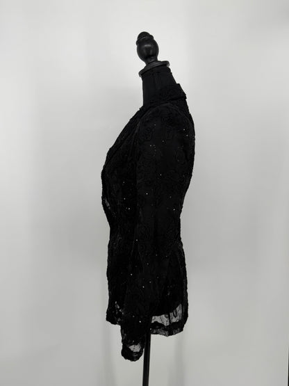 Women's Black Lace Blazer – Long Sleeve Size M