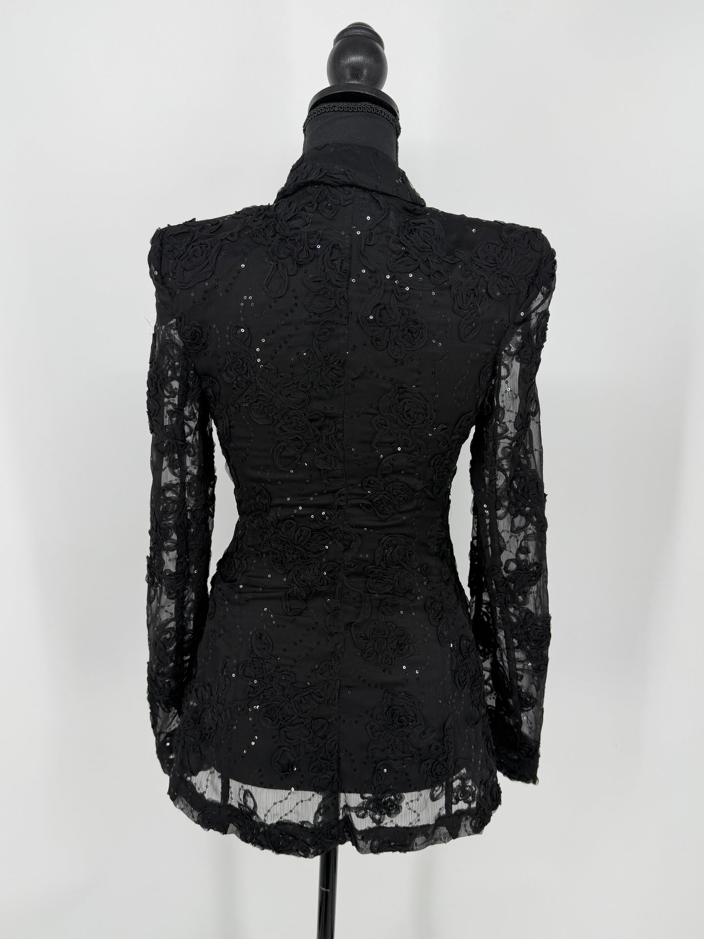 Women's Black Lace Blazer – Long Sleeve Size M