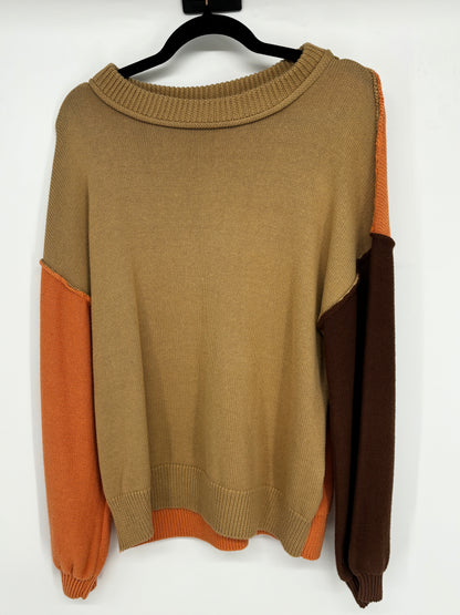 Men’s Beige Colorblock Knit Sweater size s
