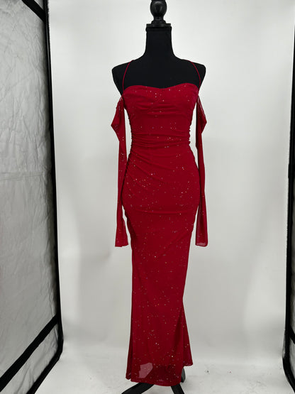 Women’s Red Sequin Strapless Evening Gown size xs